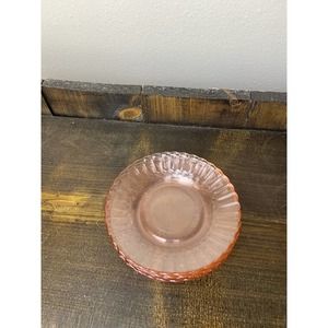 Set of 4 Pink Fortecrisa Ribbed Saucers Vintage
